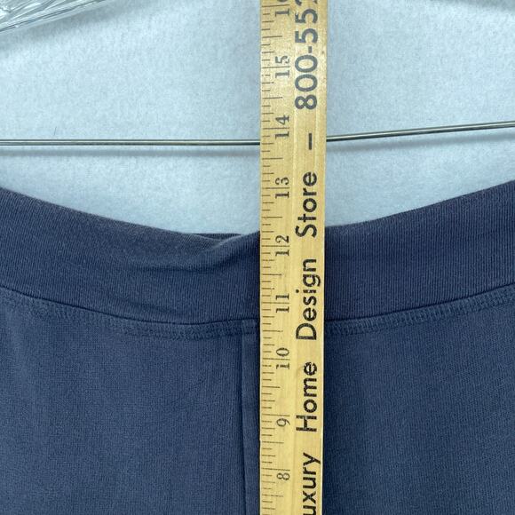 EILEEN FISHER Pants L Heavy Brushed Flannel Cotton Elastic Waistband Blue Gray - Picture 9 of 12